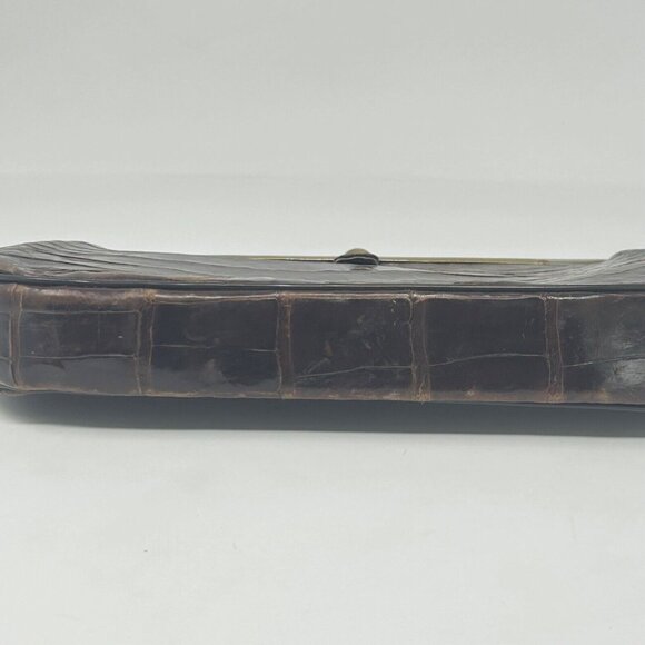 Vintage Mayer New York Brown Alligator Skin 1950's Style Clutch Mid Century Glam - Picture 8 of 9